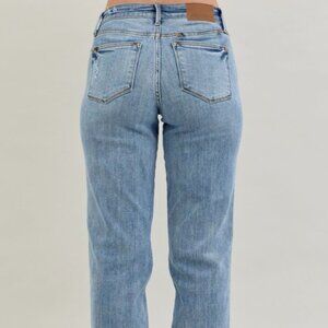 Judy Blue Frayed Hem Cell Phone Pocket Dad Jeans